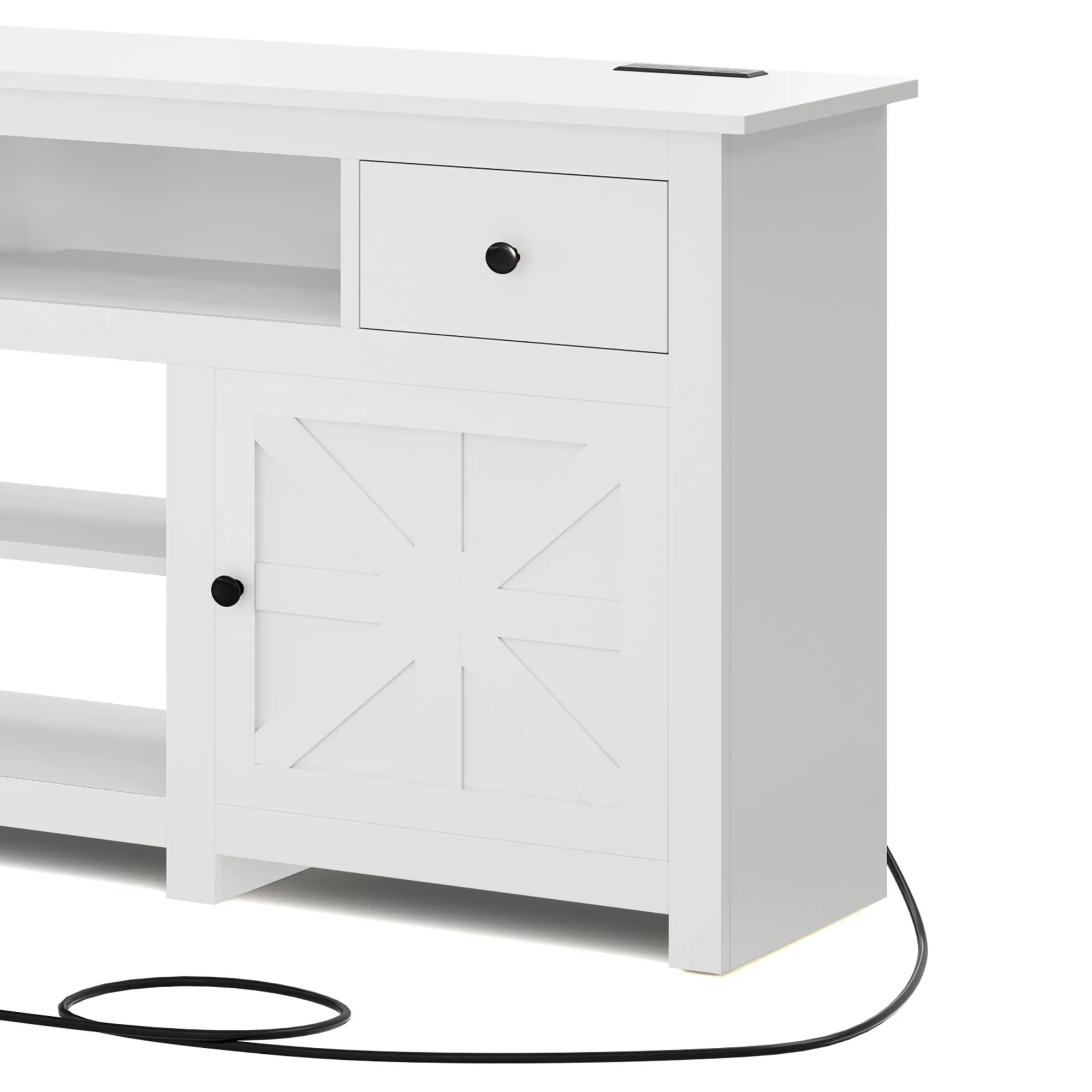 Uforic Farmhouse TV Stand for 75/80 Inch TV, Rustic Entertainment Center with Power Outlet, Storage Drawers, TV Console for Living Room, Oak - Image 18