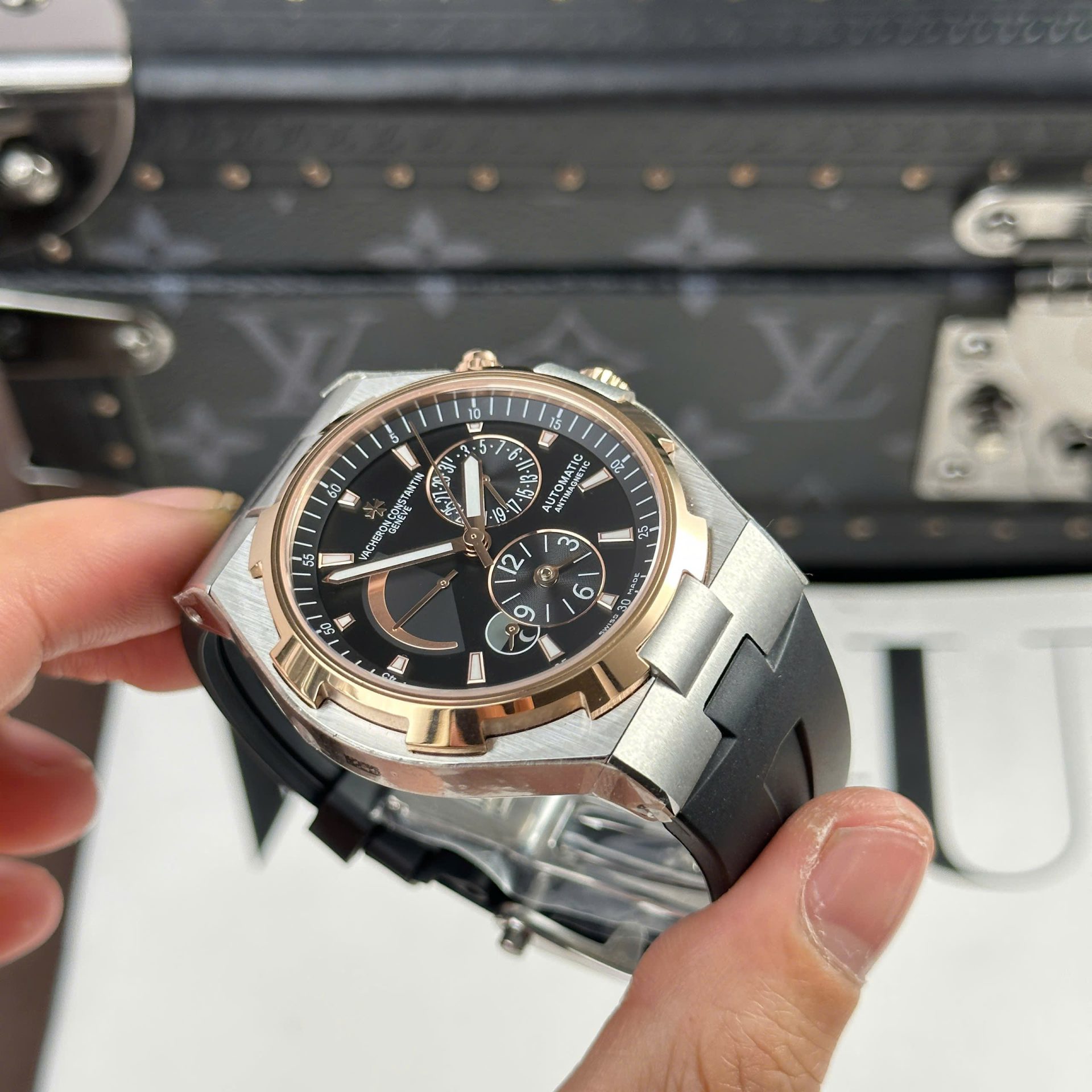 Vacheron Constantin Copies Watch Overseas Dual Time 47450 Demi Rose Gold 9F Factory 42mm - Top club