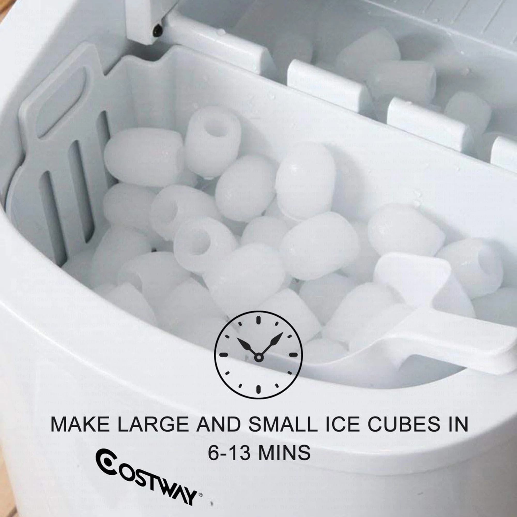 Costway Silver Portable Compact Electric Ice Maker Machine Mini Cube 26lb/Day - Image 51