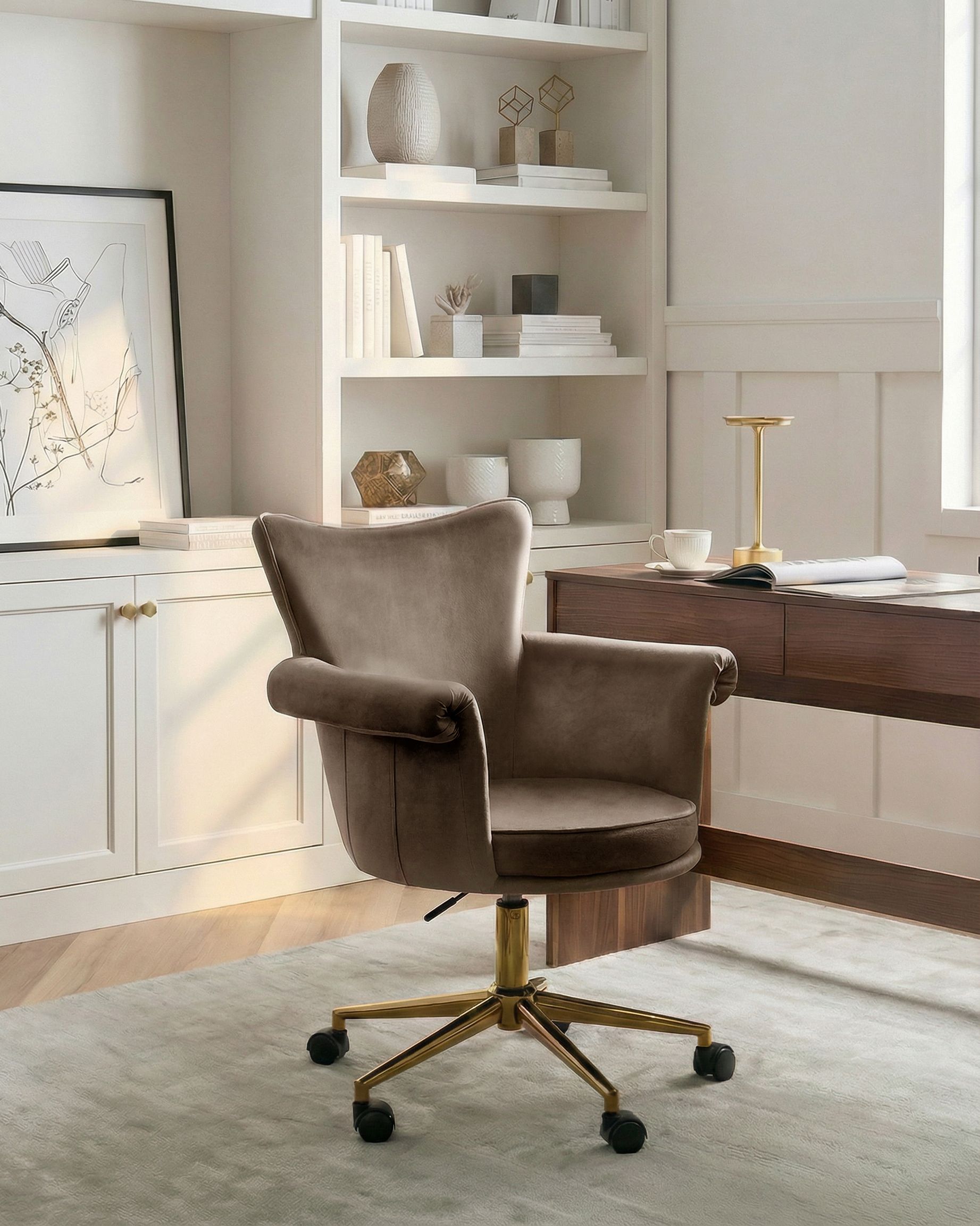 Desk Chair VELENCIA Velvet Brown
