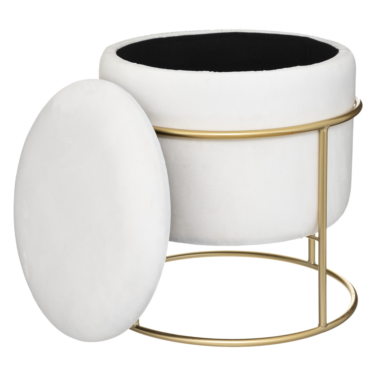 Pouf chest "Eliane" Velvet, Ivory White