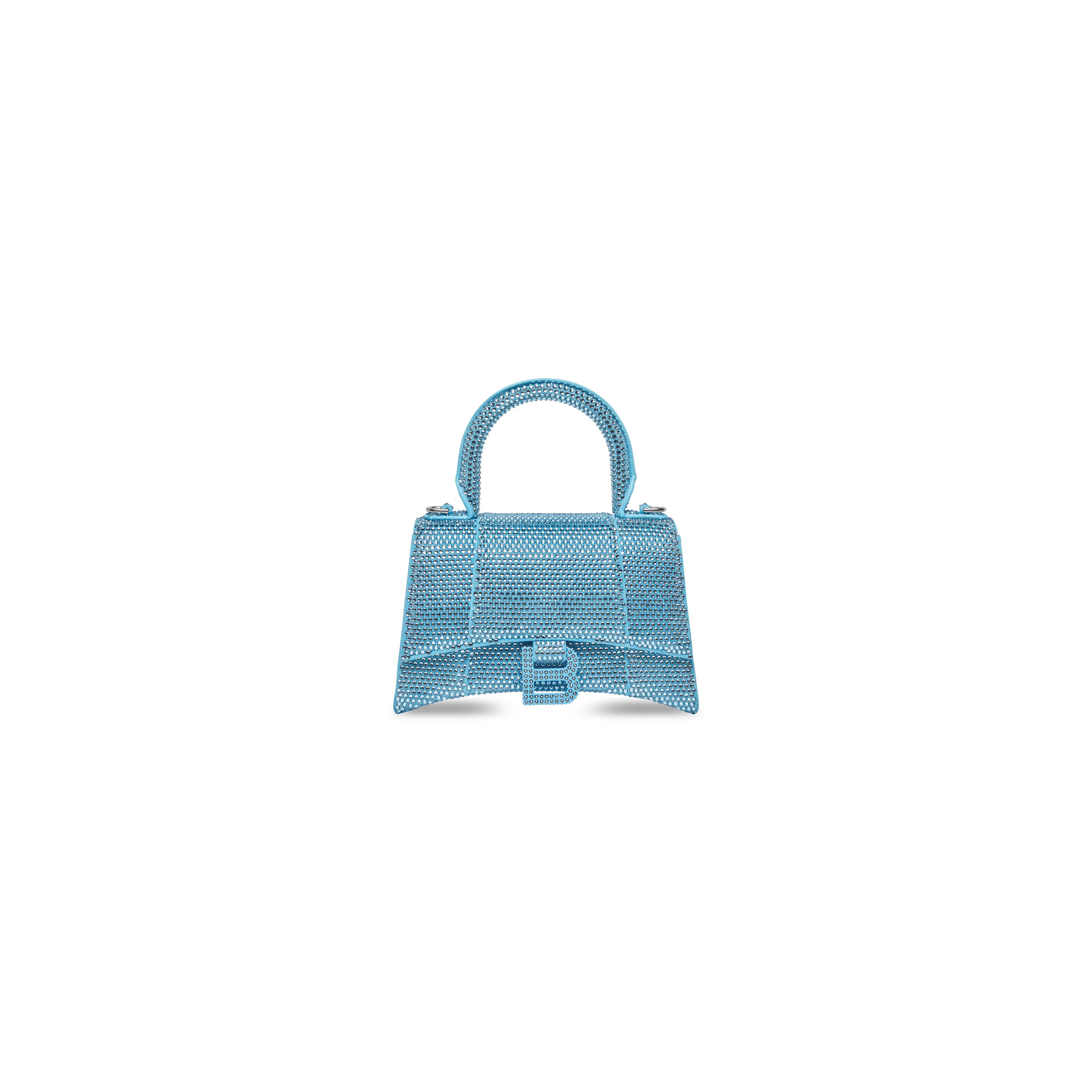 WOMEN'S HOURGLASS XS HANDBAG WITH RHINESTONES IN BLUE - Replicaclubs