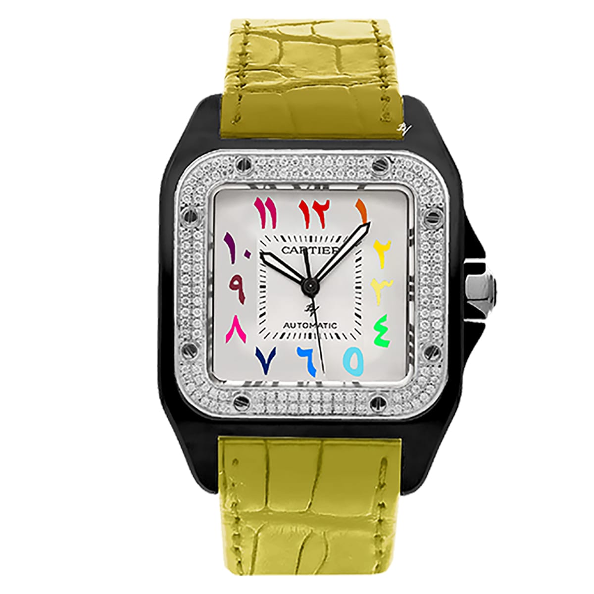 Fake Cartier Replica Watch Santos 100 Anniversary Rainbow Limited Edition Black Custom DLC-PVD(1:1 replica) - Top club