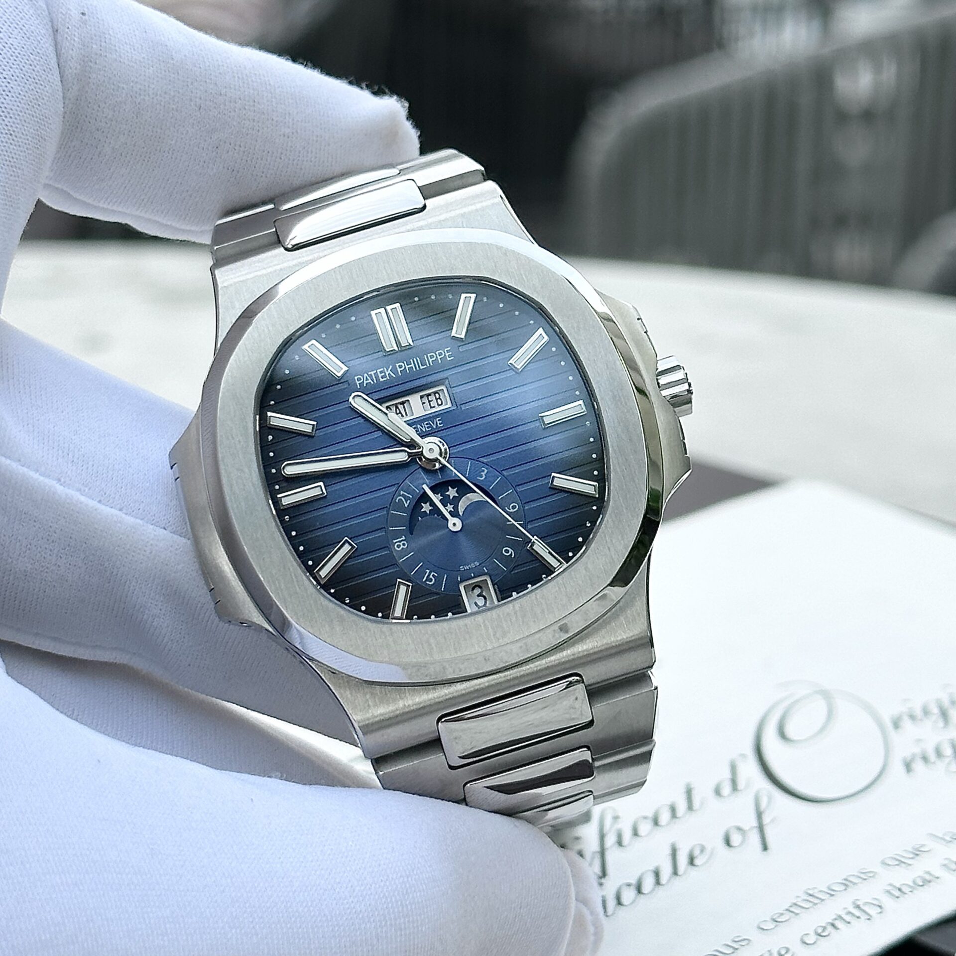 Patek Philippe Nautilus 5726 Replica 1:1 Watch Blue Dial Metal Strap PPF Factory 40.5mm - Top club