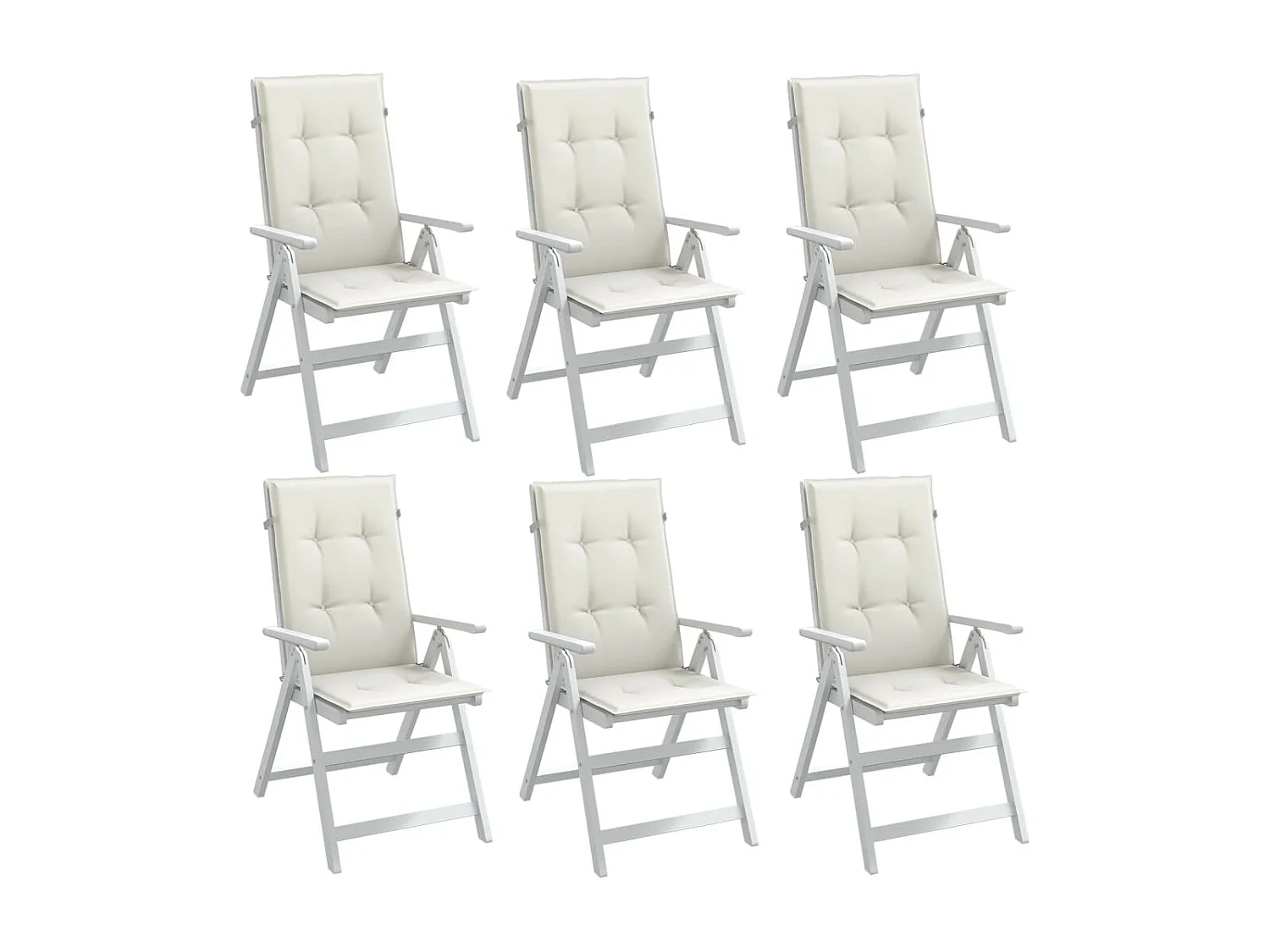 Coussins de chaise à dossier haut lot de 6 crème mélangé tissu