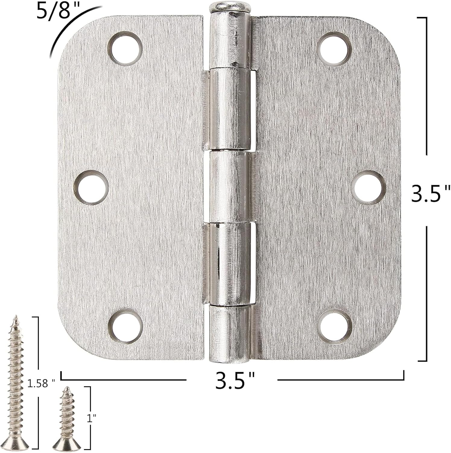 42 Pack Rounded Door Hinges Brushed Nickel 3.5 inch x 3-1/2