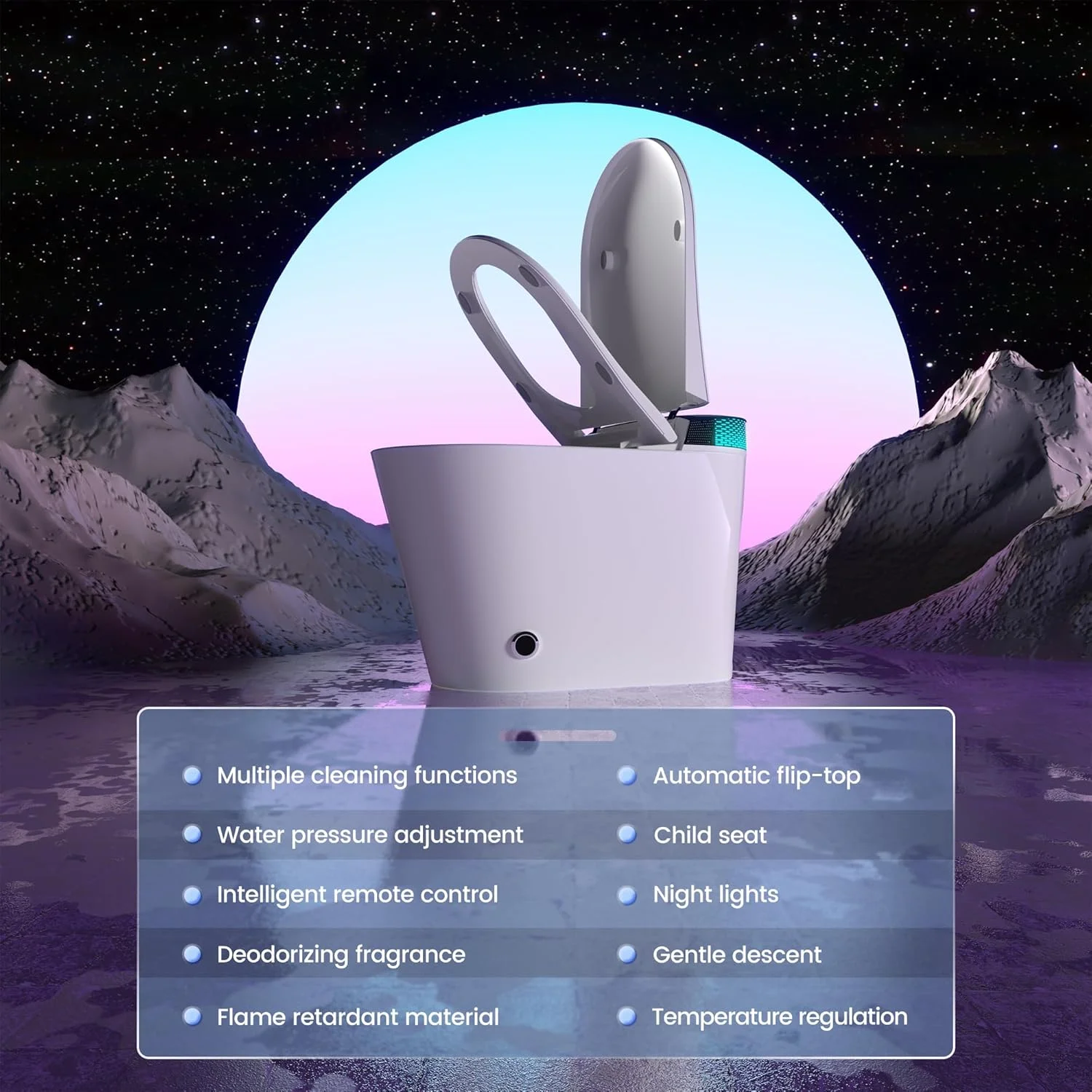 LALAHOO Smart Toilet with Bidet Built in, Auto Open & Close, Elongated Heated seat, Foot Sensor Flush, LED Display, Warm Water Wash, Dryer, Night Light, Black - Image 47