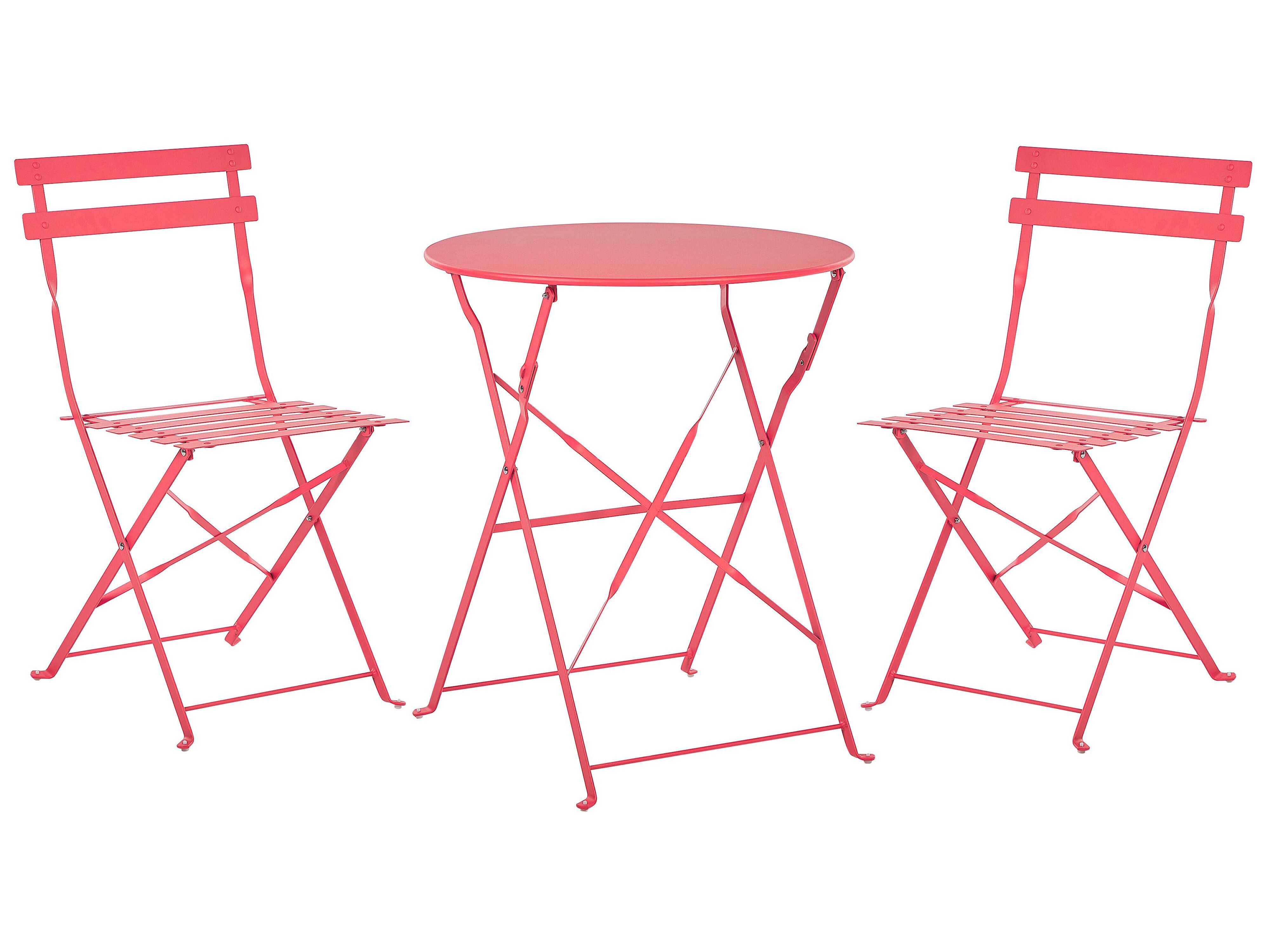 Bistro Set Folding FIORI Metal Red