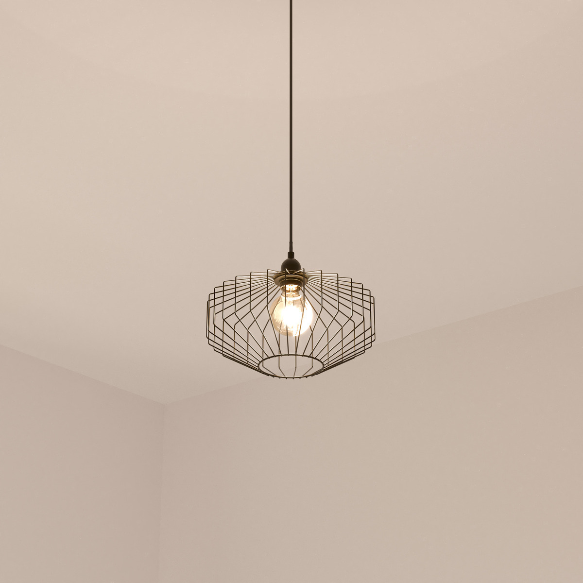 Wire suspension lamp "Azur" Black metal, D.31 cm