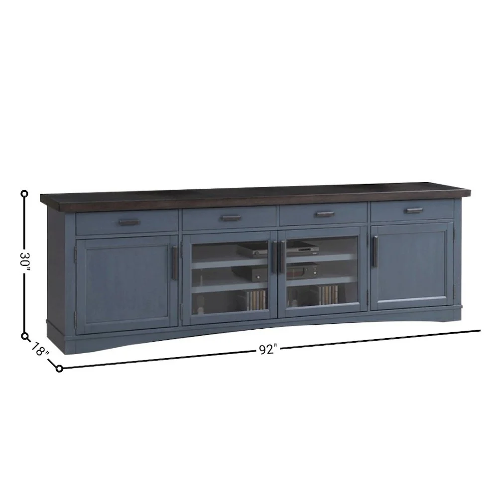 Starlight Canyon Home Blue 92 Inch TV Stand with Storage, Long Entertainment Center Console