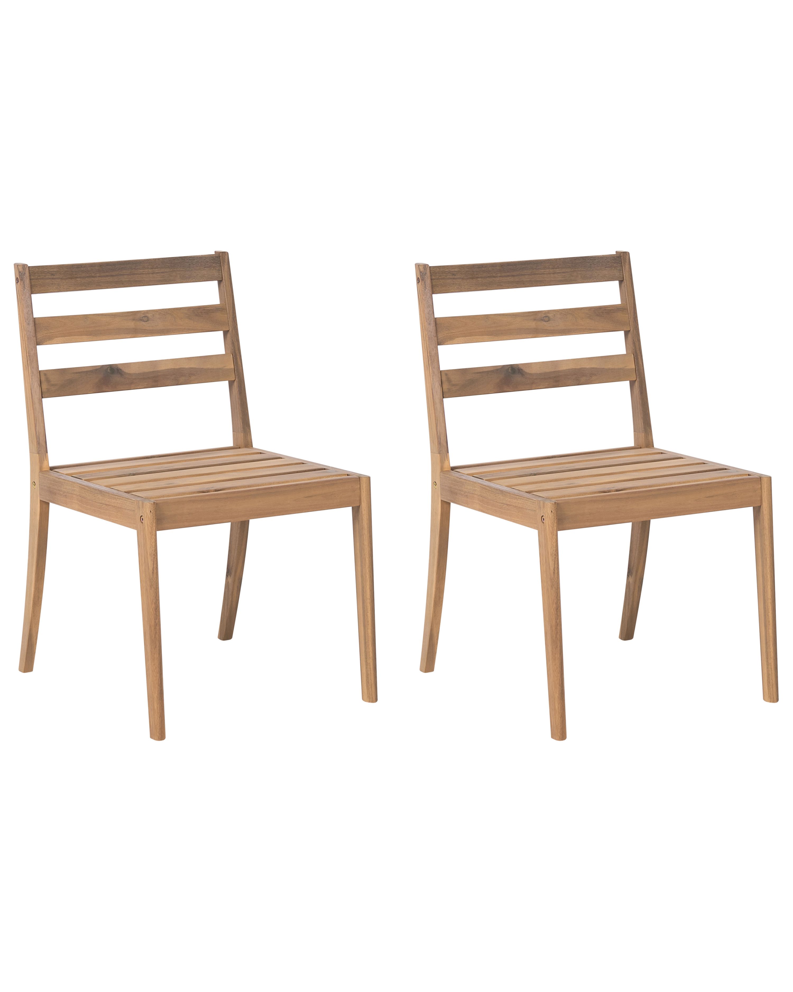 Set of 2 Garden Chairs CHIOGGIA Certified Acacia Wood Light Brown