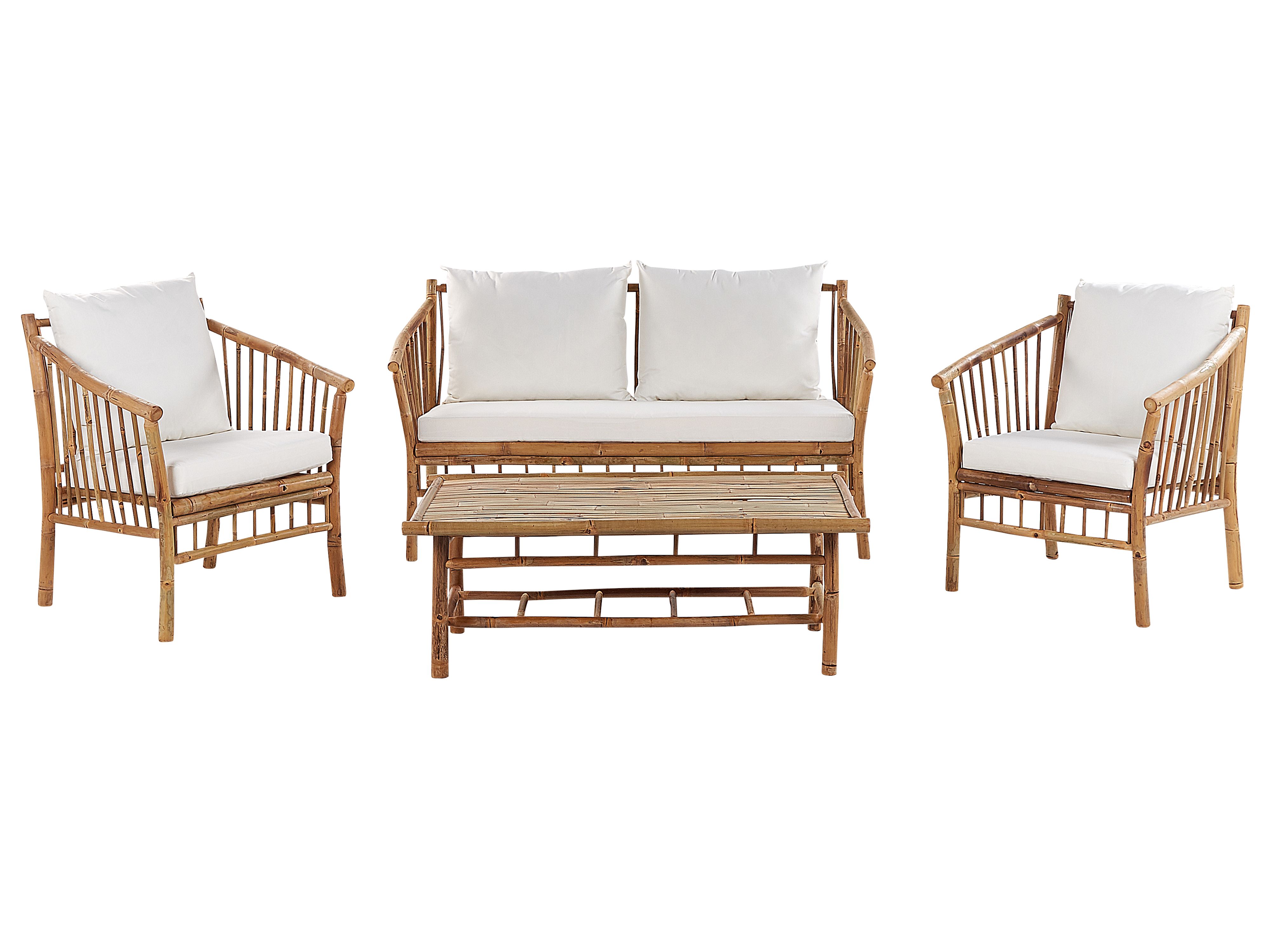 Garden Lounge Set with Table 4 Seater MAGGIORE Bamboo Light Brown