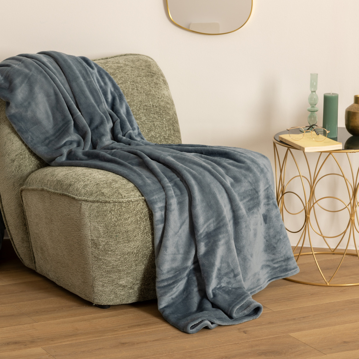 Flannel plaid Storm blue, 180x230 cm