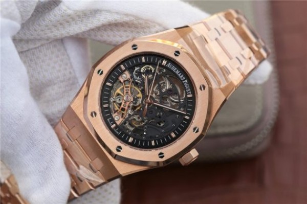Replica Audemars Piguet Royal Oak 41mm Double Balance Wheel Openworked 15407 RG JF  RG Bracelet A3132 - Elite Watch Atelier