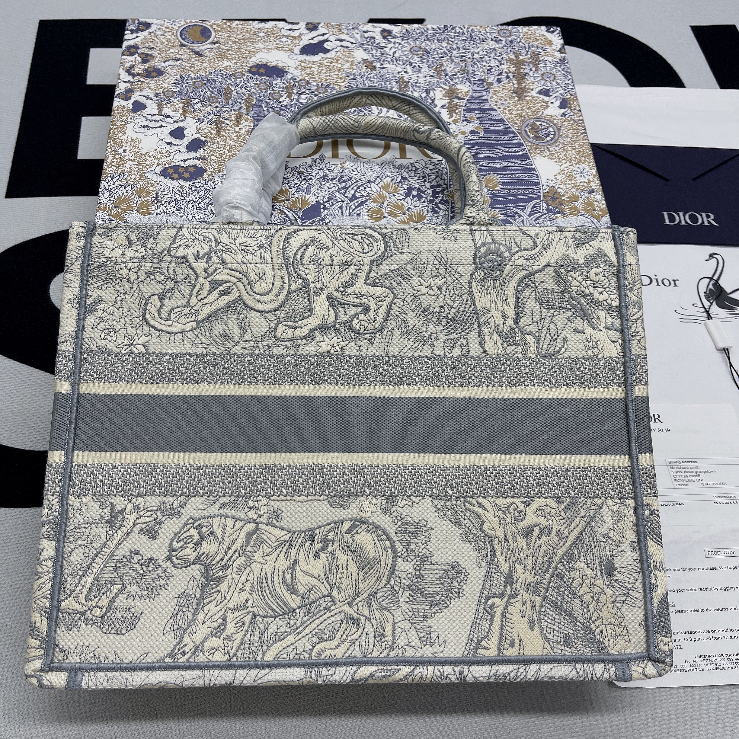 Christian Dior Medium Dior Book Tote Gray, For Women, Women’s Handbags 14in/36cm CD M1296ZTDT_M9321:1High-quality replica