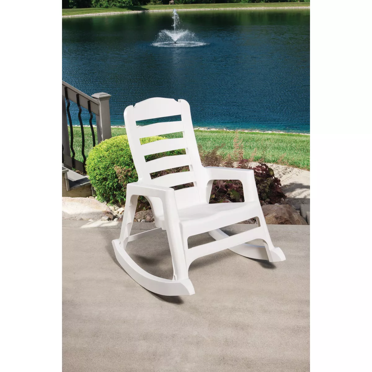 Big Easy White Resin Stackable Rocking Chair