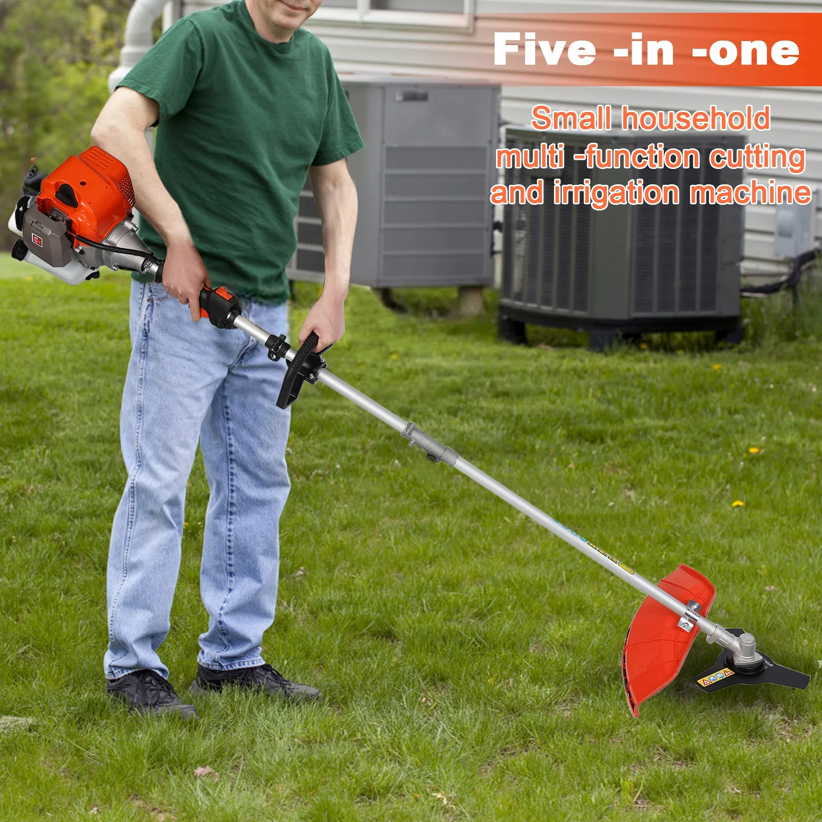 Gas Weed Eater 52cc, Powerful 2-Stroke Engine Weed Wacker with Multi-Function Attachments, 9500rpm Gas Powered Brush Cutter, Orange, for Lawn & Garden - Image 4