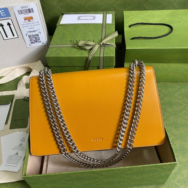 Replica Gucci Dionysus Small Shoulder Bag 400249 Orange White Leather1:1High-quality replica