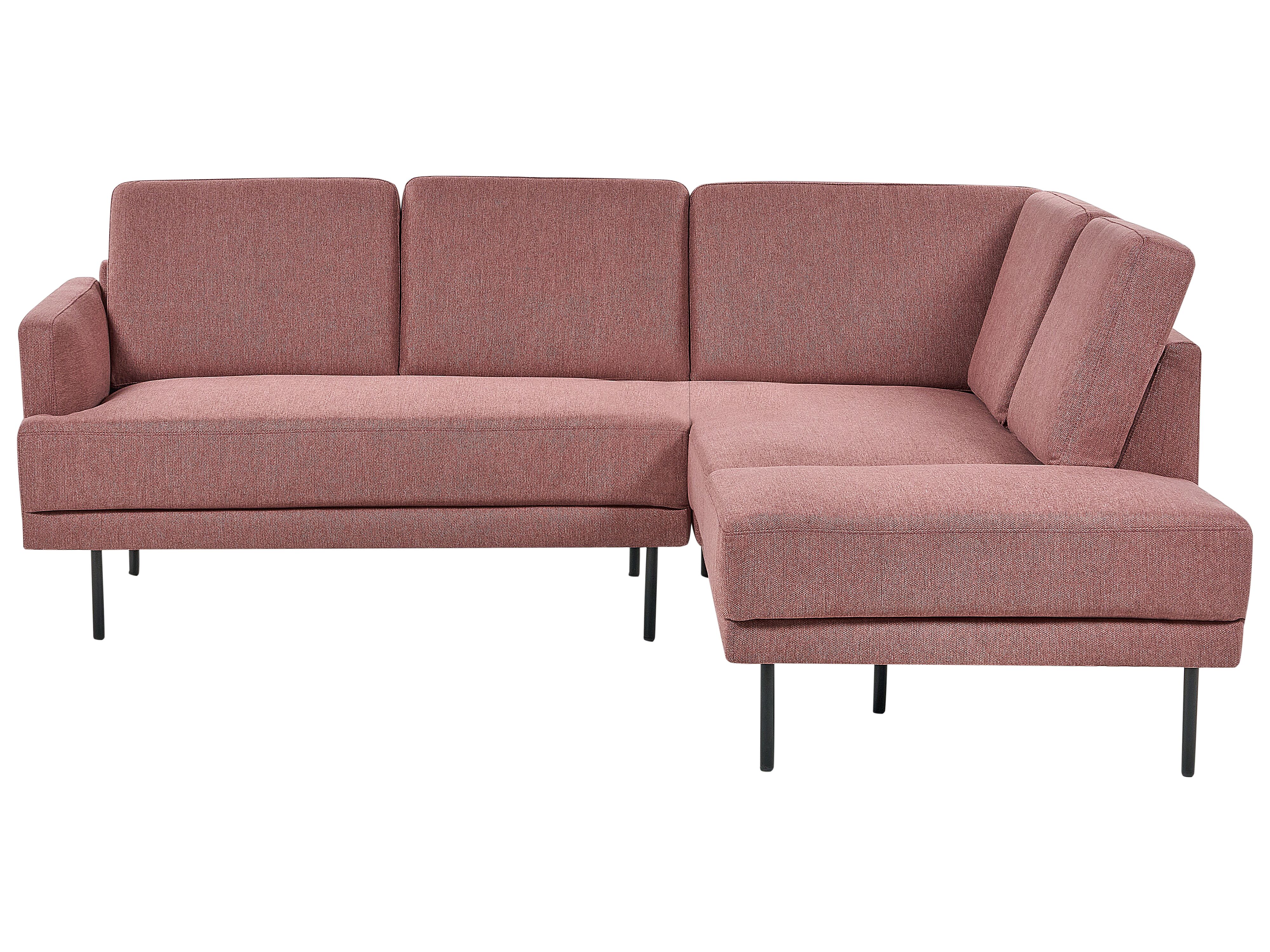 Corner Sofa 4 Seater BREDA Fabric Pink Left Hand