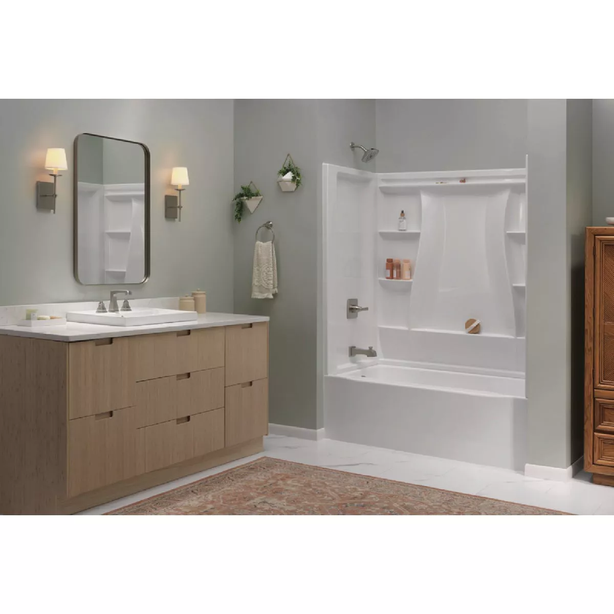 Delta Classic 500 60 In. L x 32 In. W Left Drain Rectangular Alcove Bathtub, White