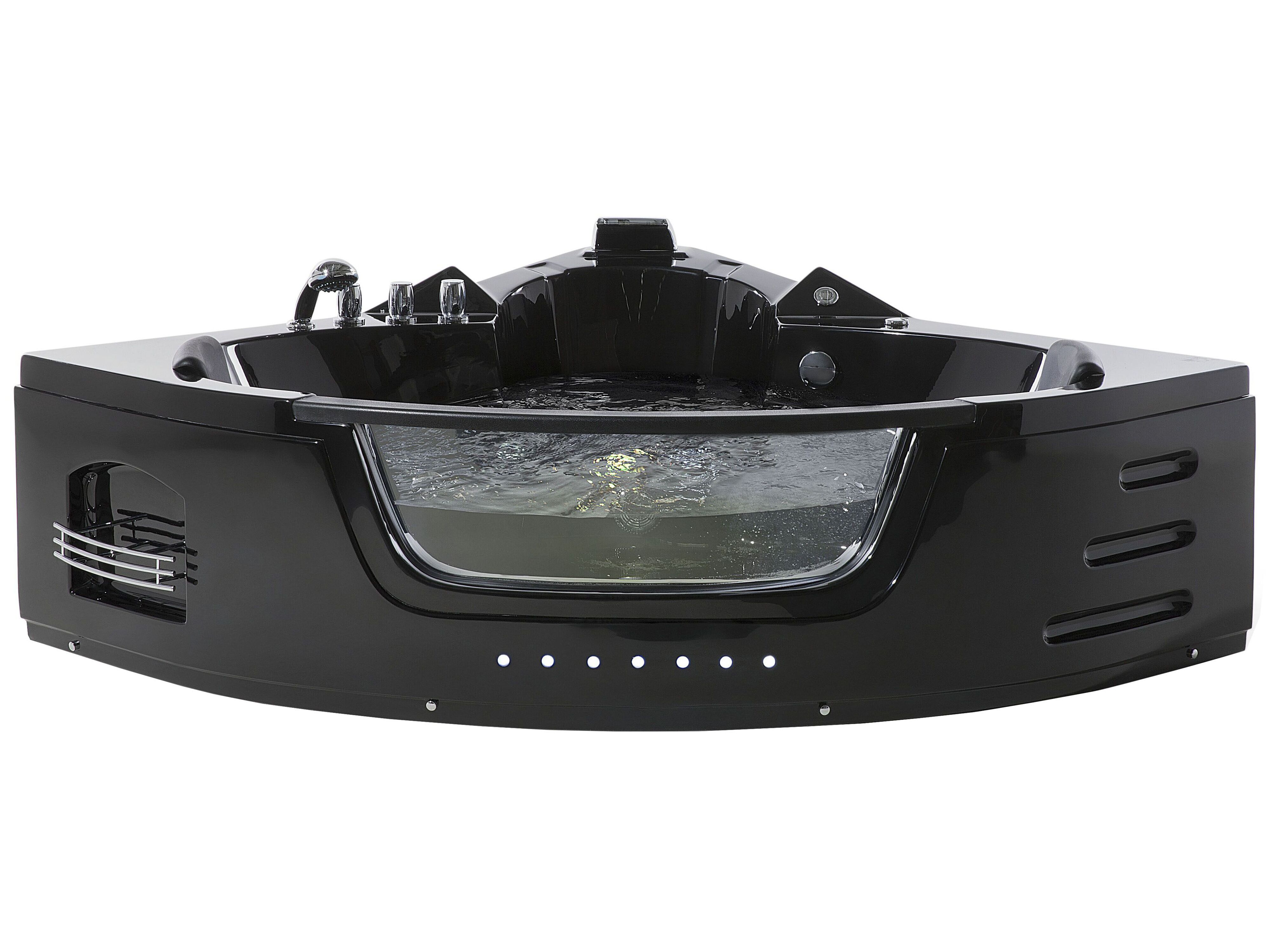 Corner Hot Tub with LED MARTINICA 2140 x 1550 mm Black