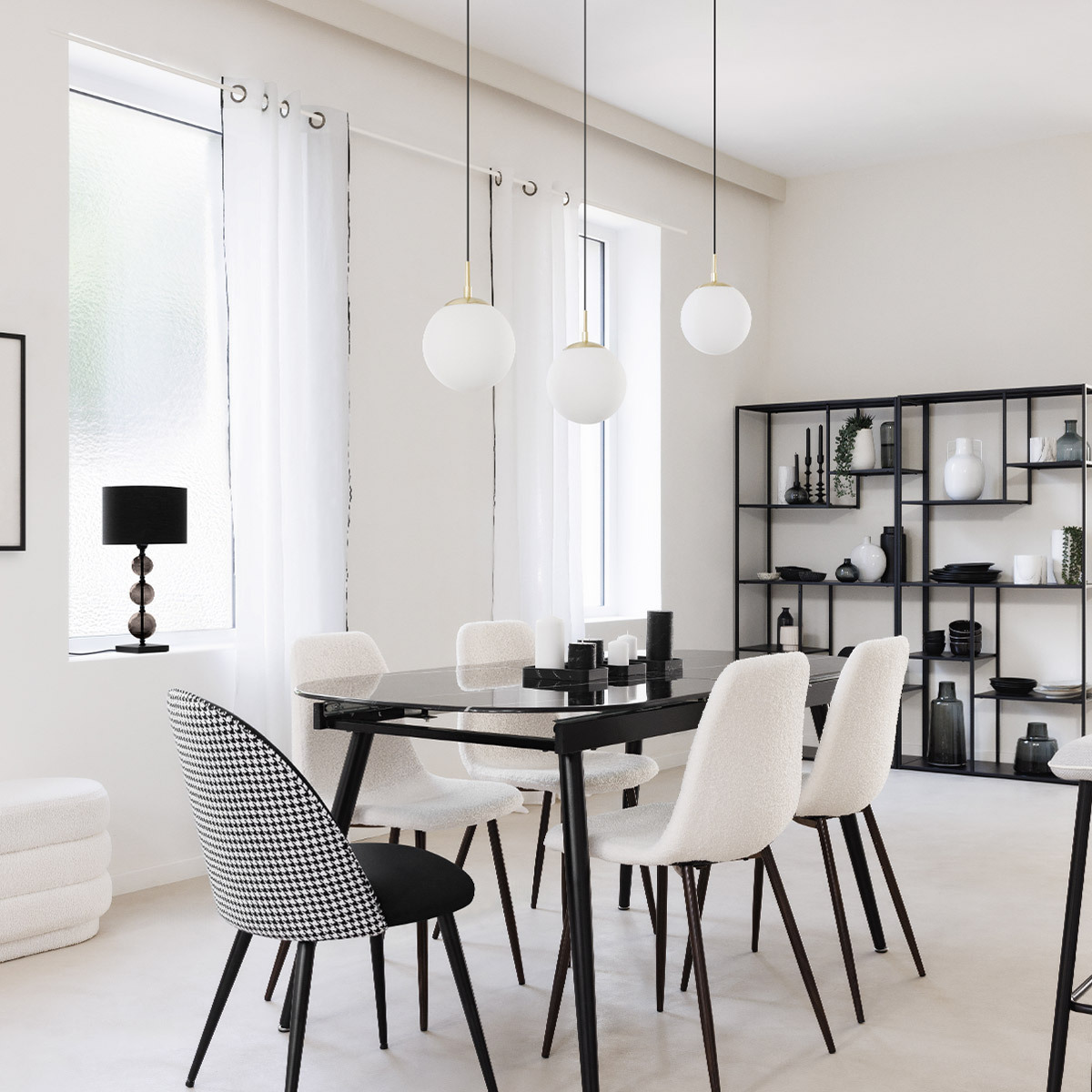 Suspension lamp ball "Dris" Gilt metal, D.20 cm