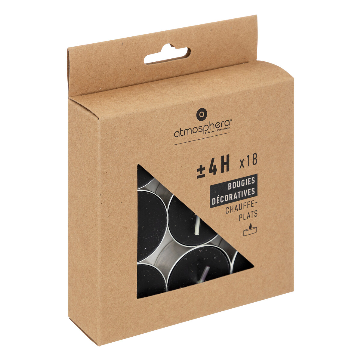 18 tea lights"Hugo" Black, 13g