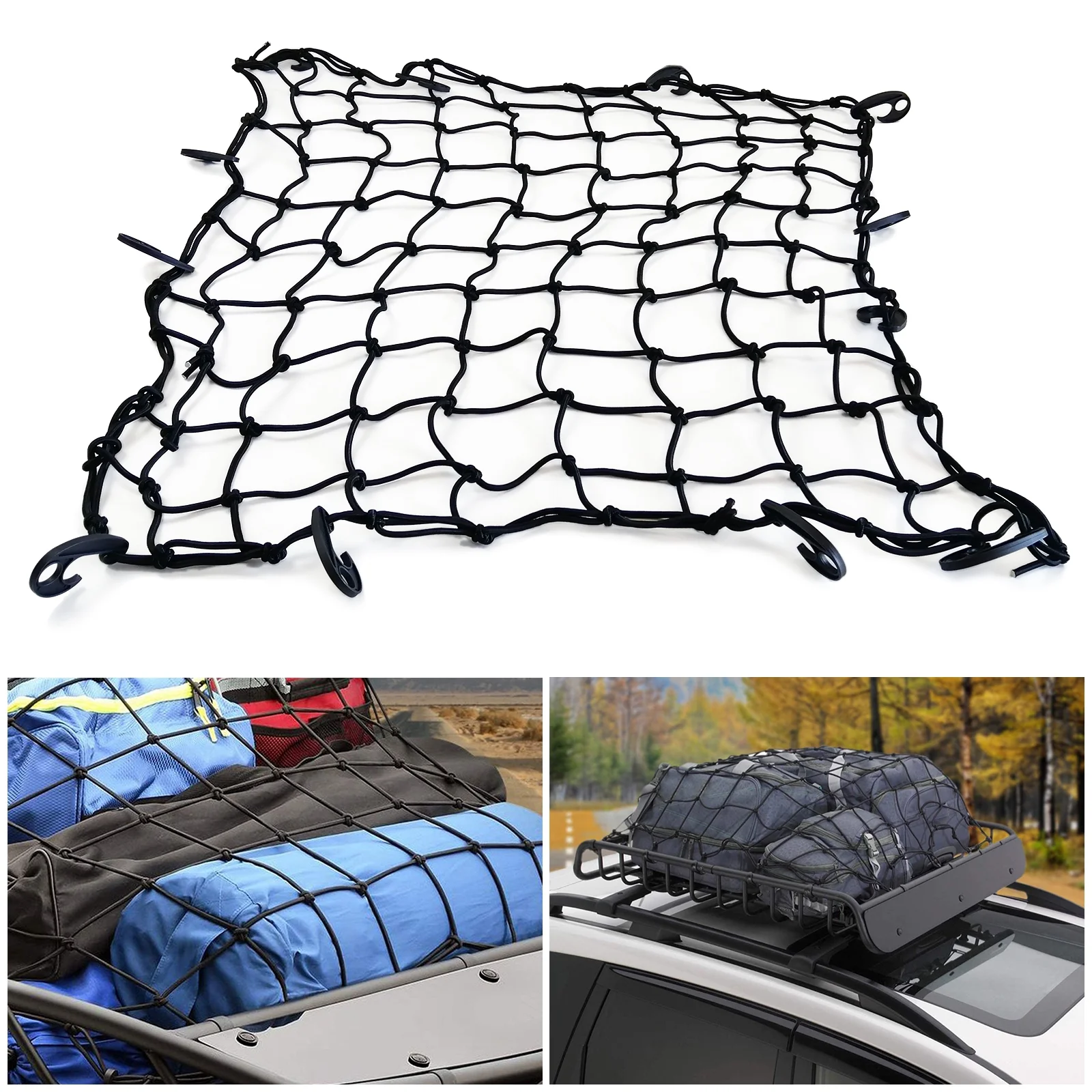 MeeFar Universal Rooftop Roof Rack Steel Cargo Carrier Basket Size 51" X 36" X 5" + Soft Shell Waterproof Cargo Bag 15 Cu.ft (44" 34" 17") Combo - Image 3