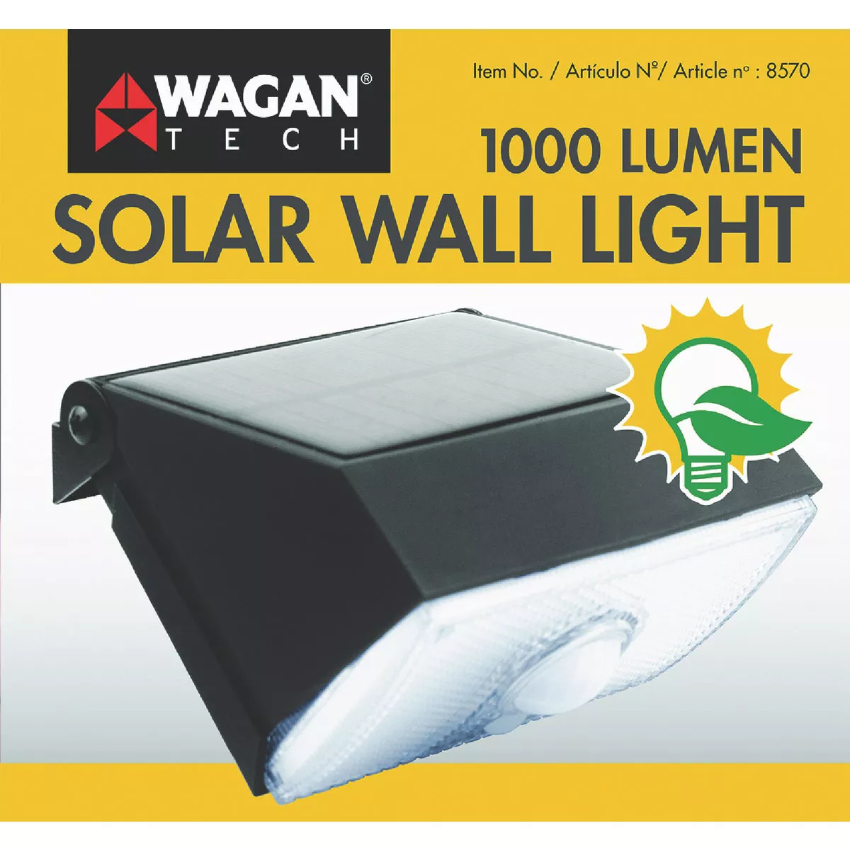 Wagan Tech Black Motion Activated Dusk To Dawn 1000 Lm. Solar Wall Light