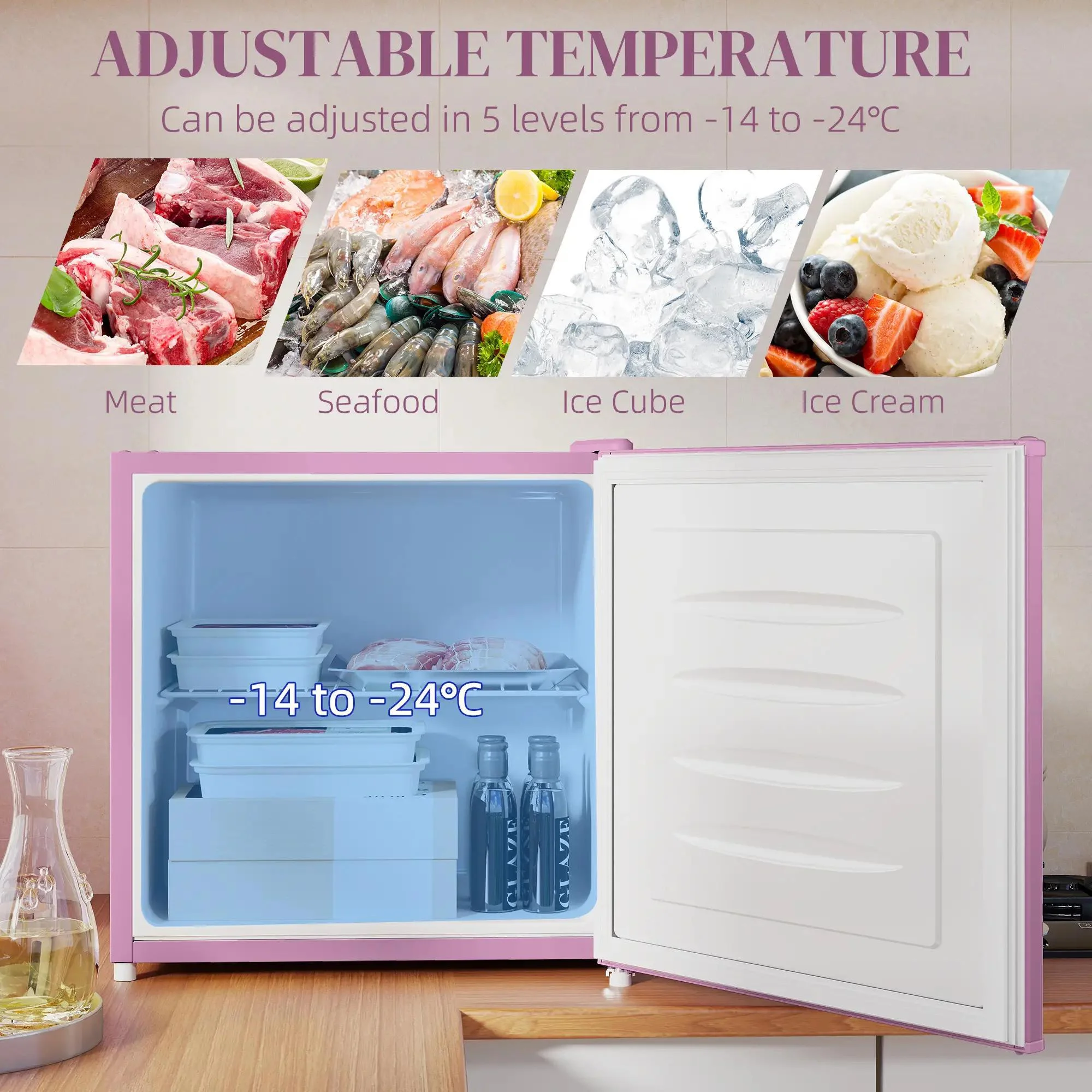 Resenkos 1.1 Cu.Ft Countertop Mini Freezer, Compact Upright Freezer with Removable Shelves, Red - Image 61