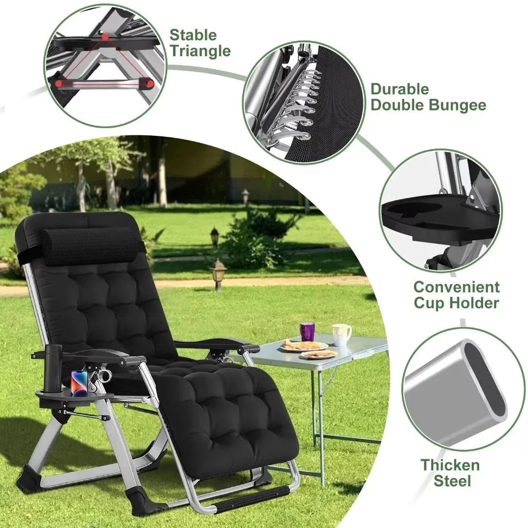 NAIZEA Zero Gravity Lawn Recliner Chairs, 2 Pack, Black - Image 17 NAIZEA Zero Gravity Lawn Recliner Chairs, 2 Pack, Black - Image 17