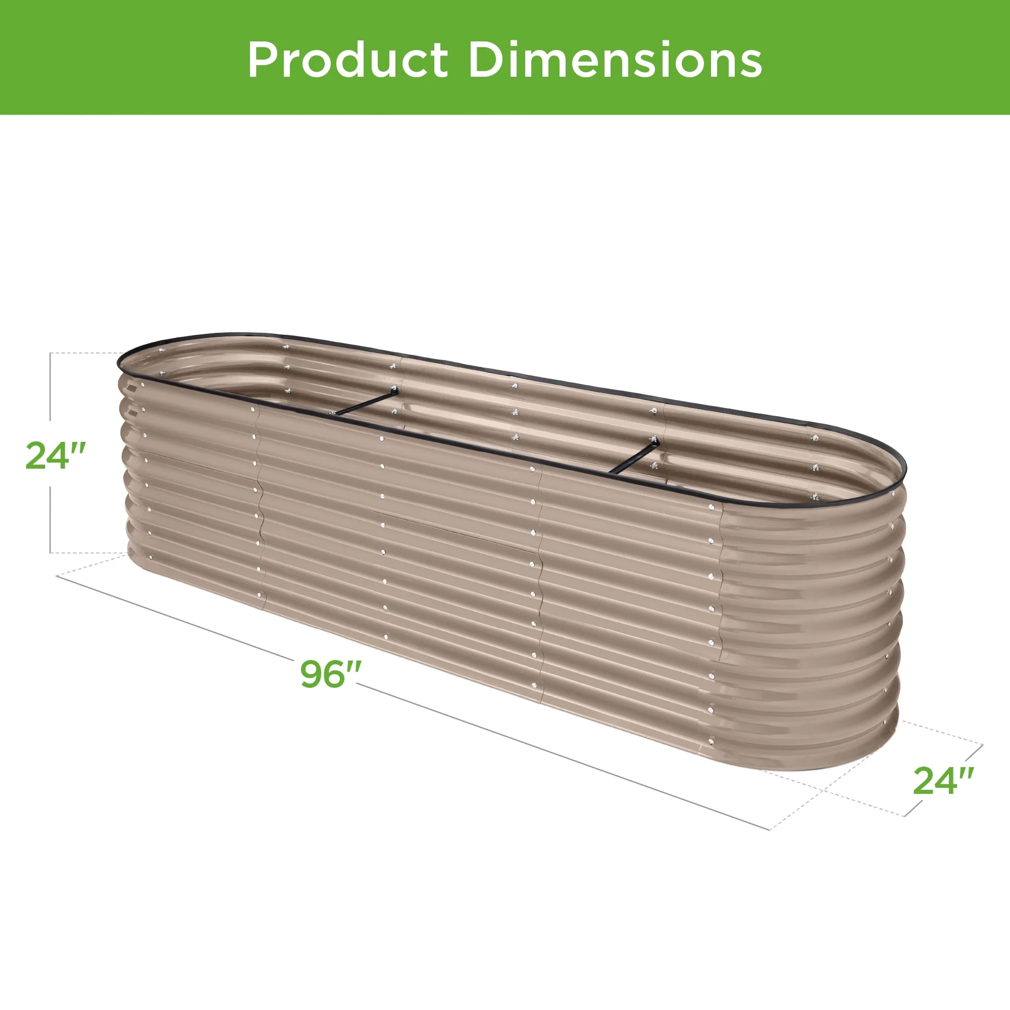 Best Choice Products 8x2x2ft Metal Raised Garden Bed, Oval Outdoor Planter Box w/ 4 Support Bars - Charcoal - Image 22
