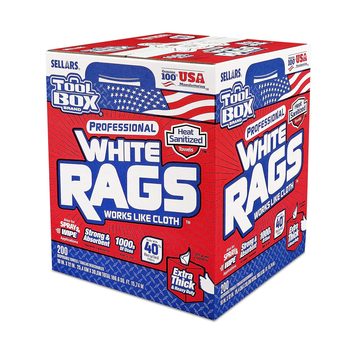 Sellars 58202 ToolBox White Rags Box, 10