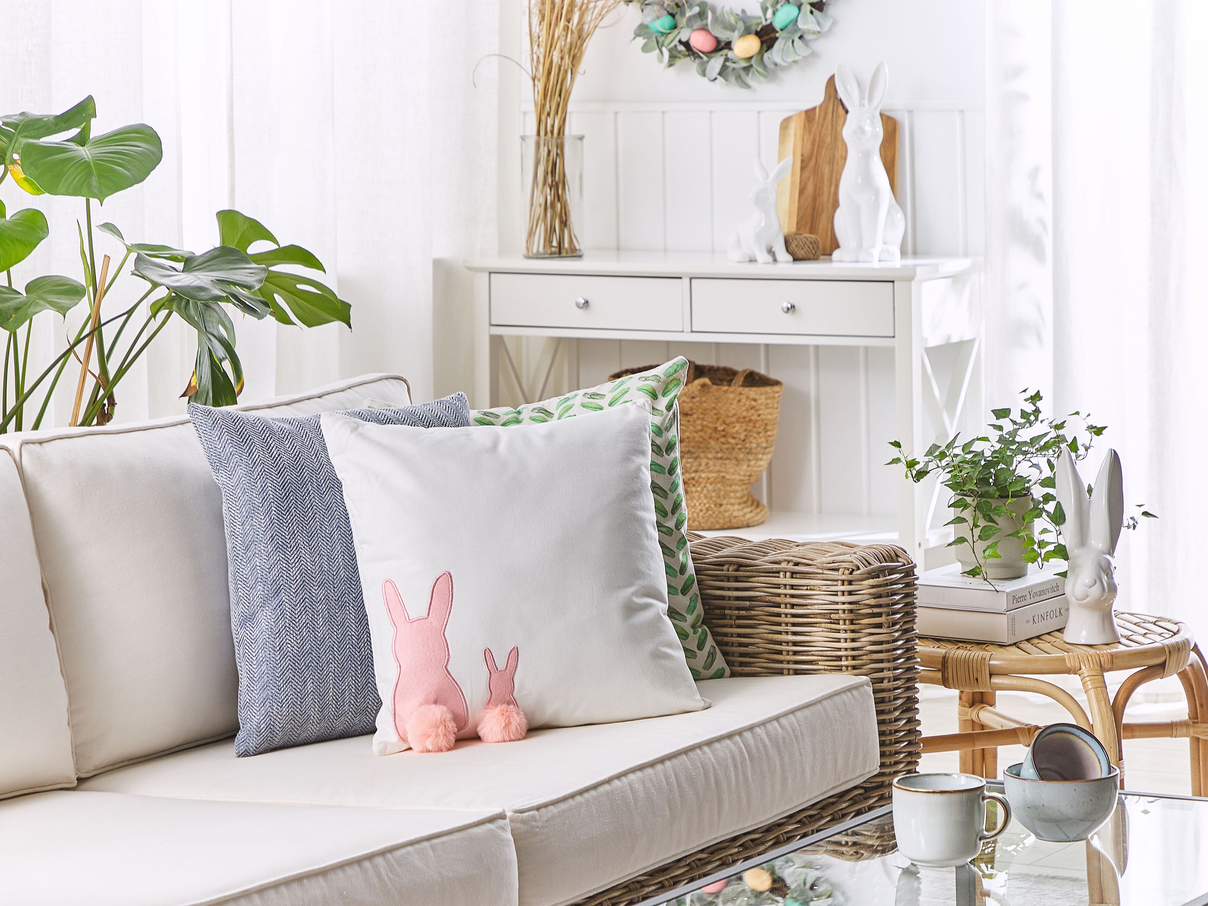 Set of 2 Decorative Cushions PHLOX Cotton 45 x 45 cm White