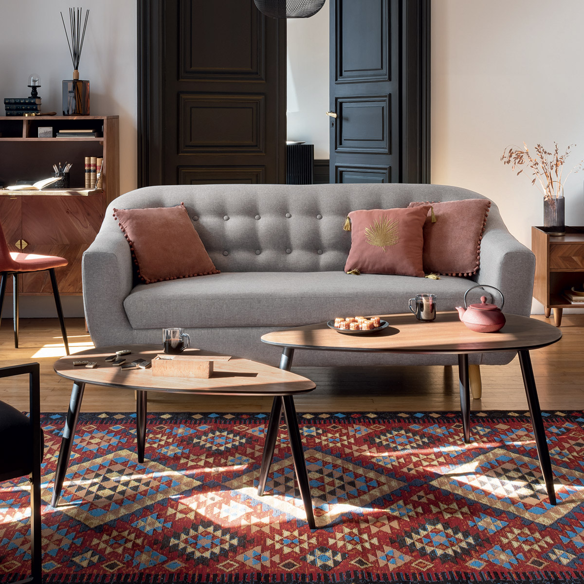 Nesting coffee tables "Mileo" Walnut, L.40/60 cm