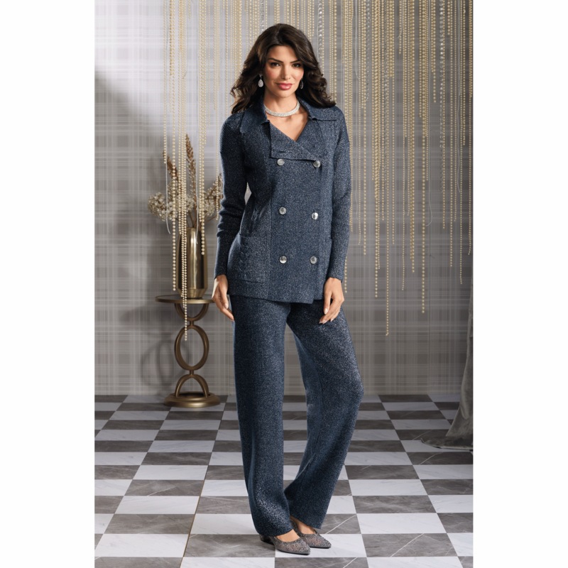 Aleyna 2-Piece Women's Sweater Set with Blazer-Style Jacket - MIDNIGHT VELVET CATALOG