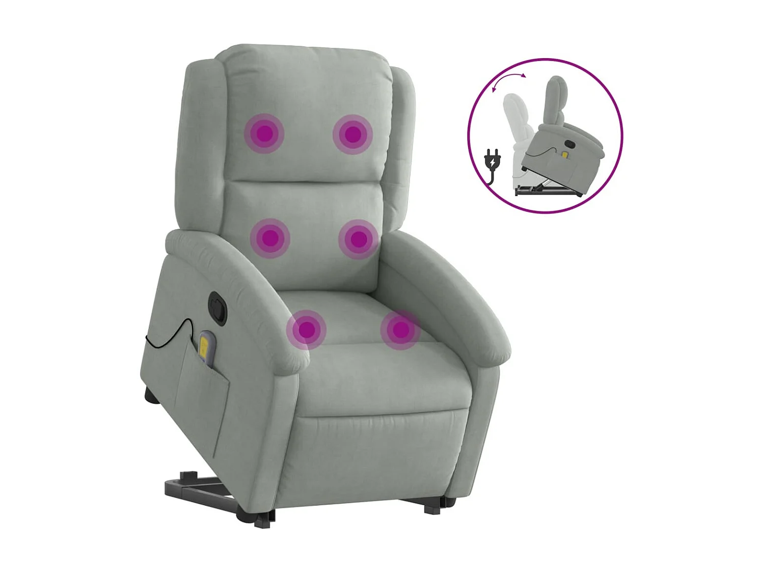 Fauteuil inclinable-Chaise de relax-Fauteuil de Massage Gris clair Velours SHL1308