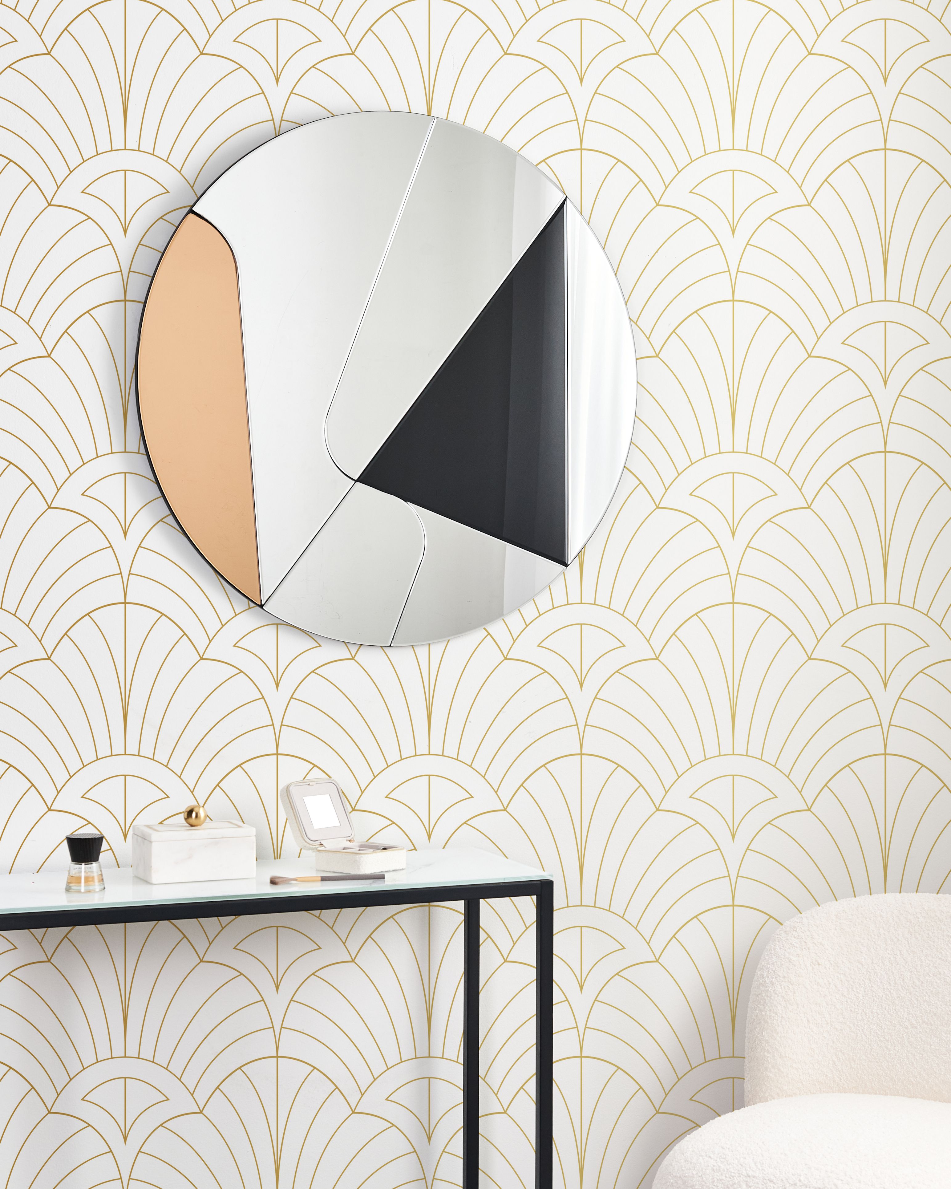 Wall Mirror TROUVILLE 80 cm 80 cm Black/ Gold