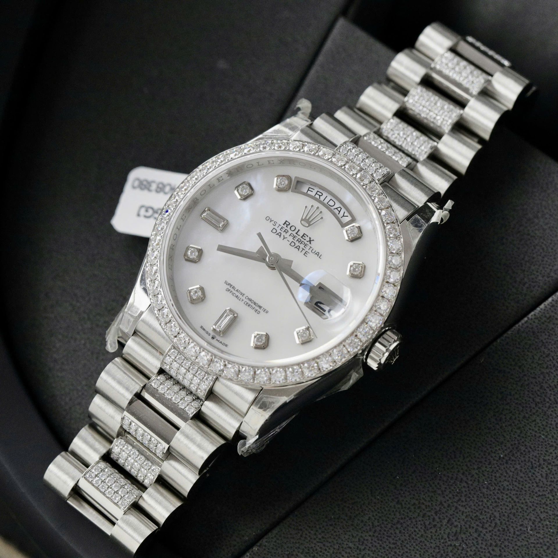 Rolex Day-Date Dial MOP Best Replica Watch Custom Moissanite Diamonds 36mm - Top club