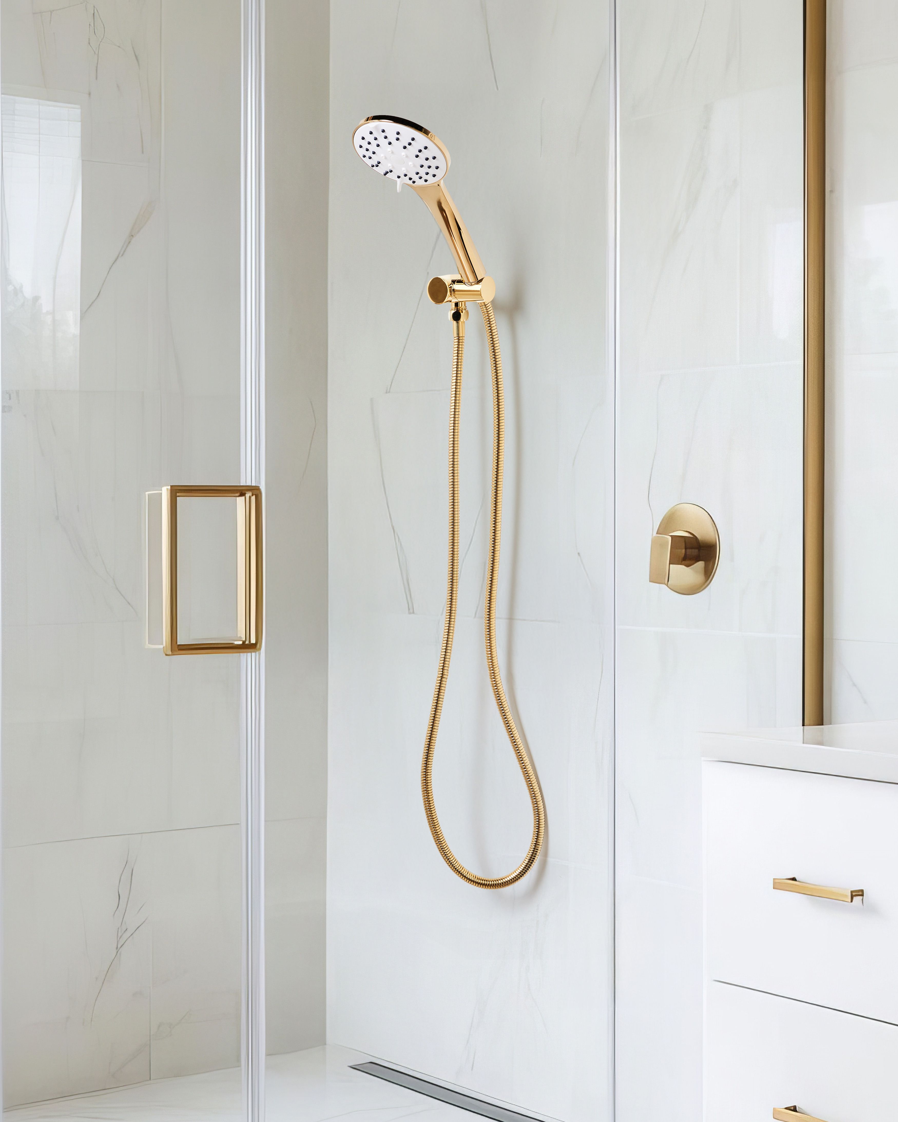 Shower Head and Hose Kit CHURUN 4-function Gold