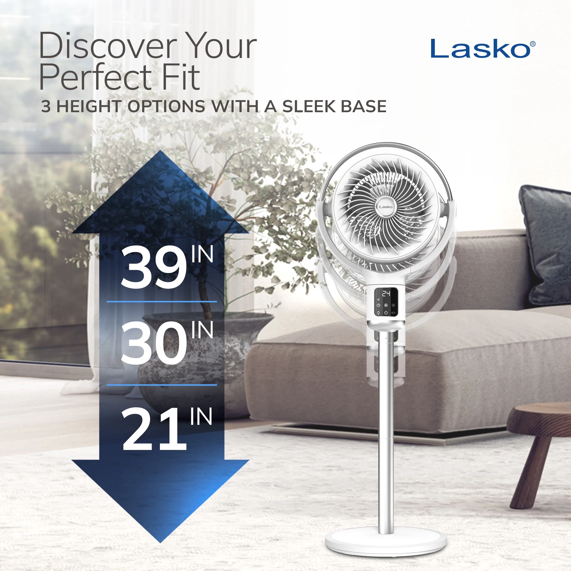 Lasko Whirlwind 7�� 24-Speed Orbital Motion 25ft/s Airflow Remote Control Pedestal Fan, APDC301 - Image 8