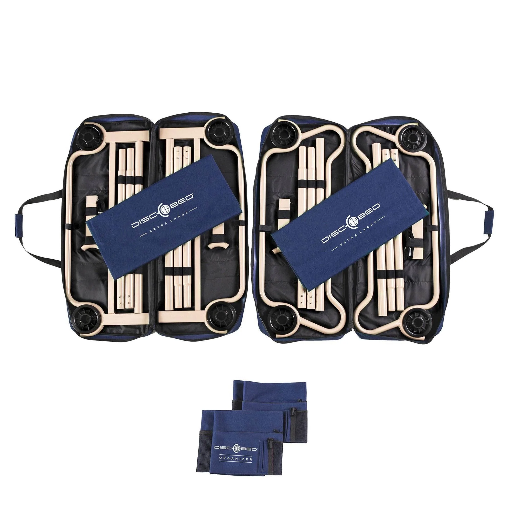 Disc-O-Bed XL Cam-O-Bunk Benchable Double Cot with Storage Organizers, Navy - Image 10