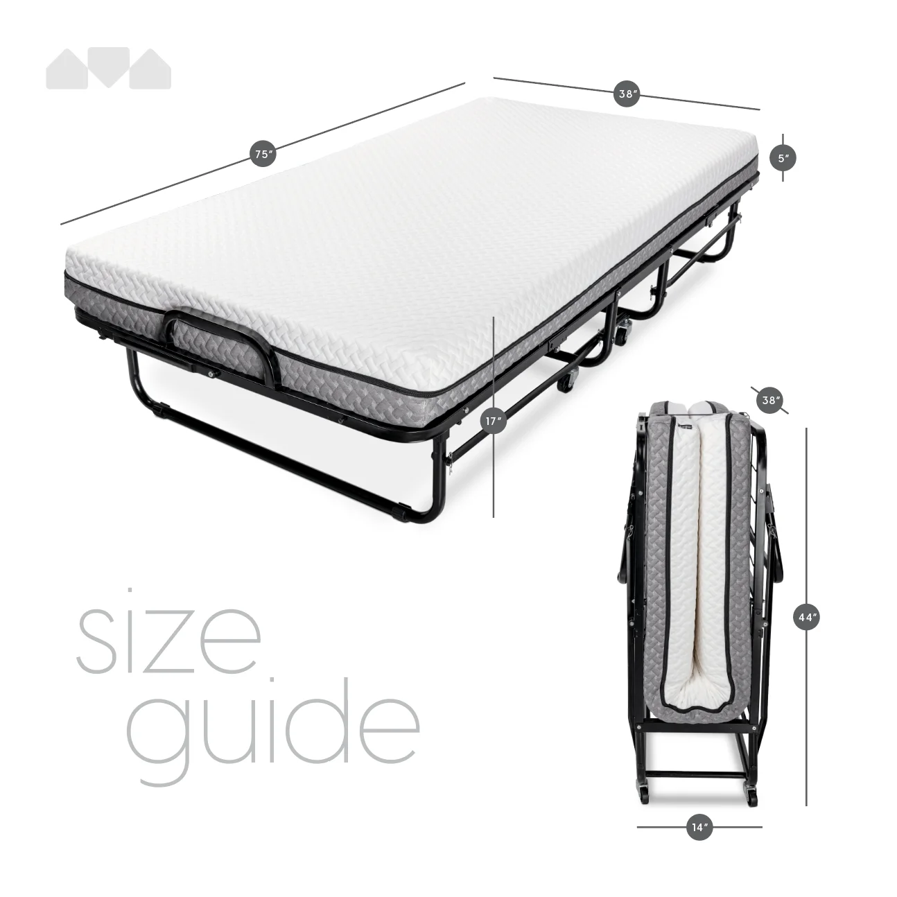 Milliard Diplomat Adjustable Size Modern Folding Bed with Memory Foam Mattress - Image 17
