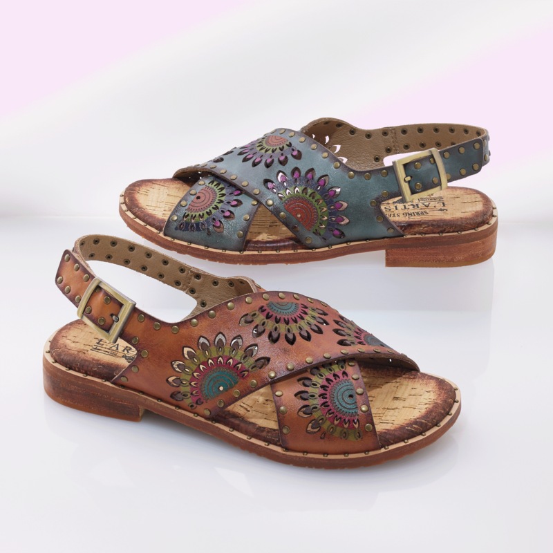 L'Artiste Handpainted Leather Crossroads Slingback Sandal by Spring Step - MIDNIGHT VELVET CATALOG