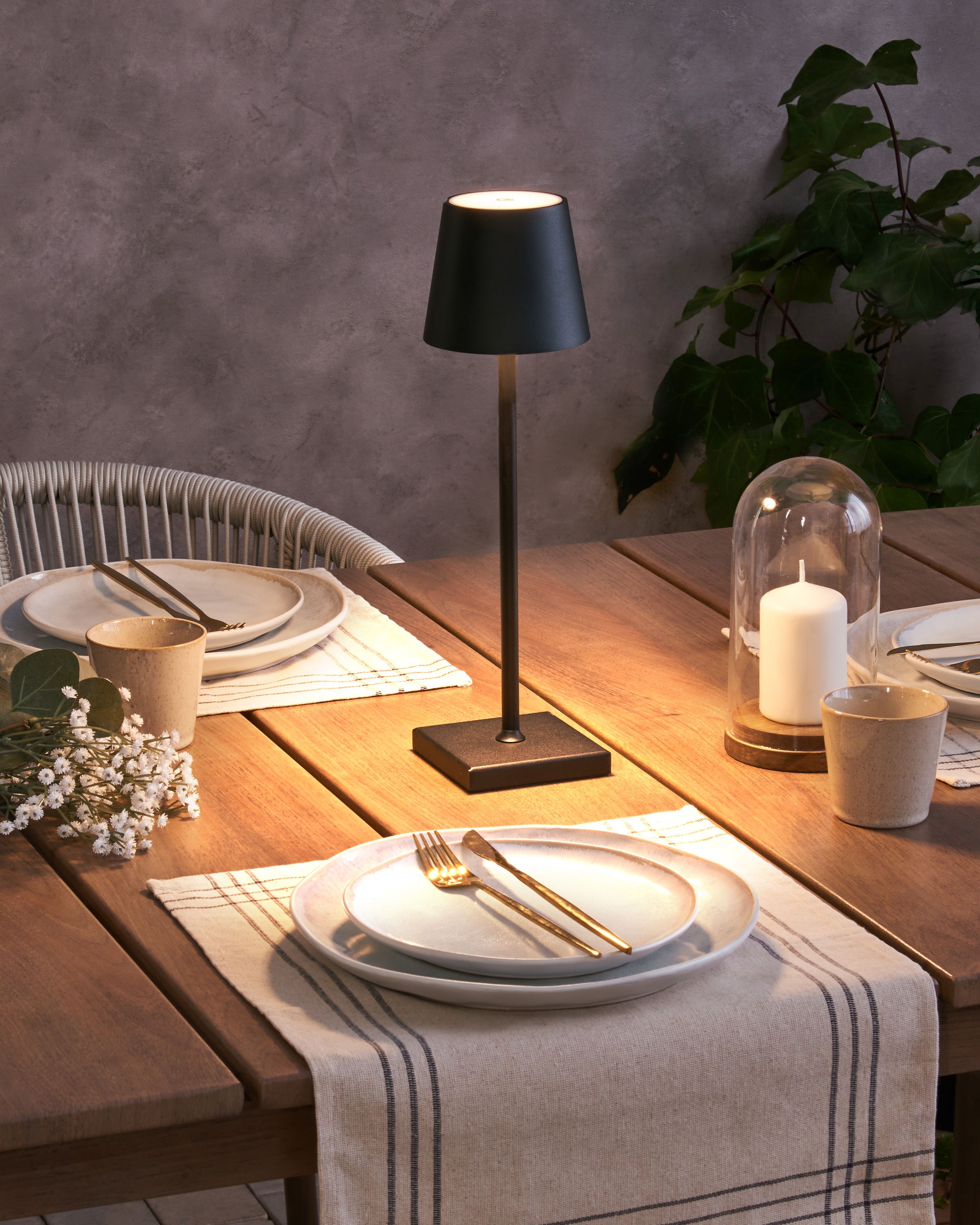 Wireless LED Table Lamp BACEIRO with Dimmer Metal Black