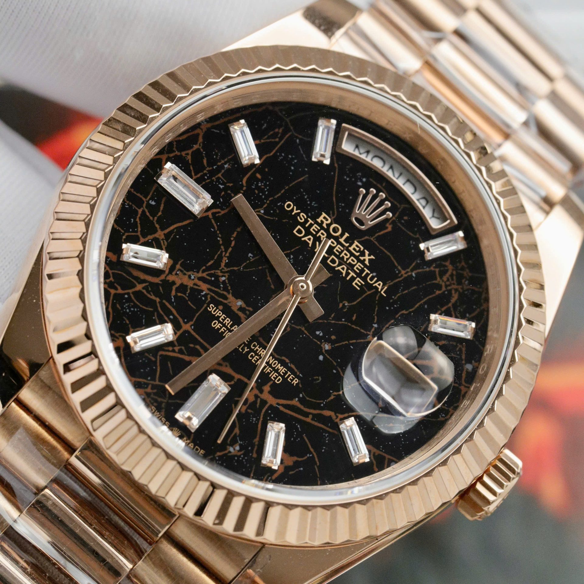 Rolex Day-Date Eisenkiesel Dial Copies Watch 18K Gold Wrapped Custom QF 36mm - Top club