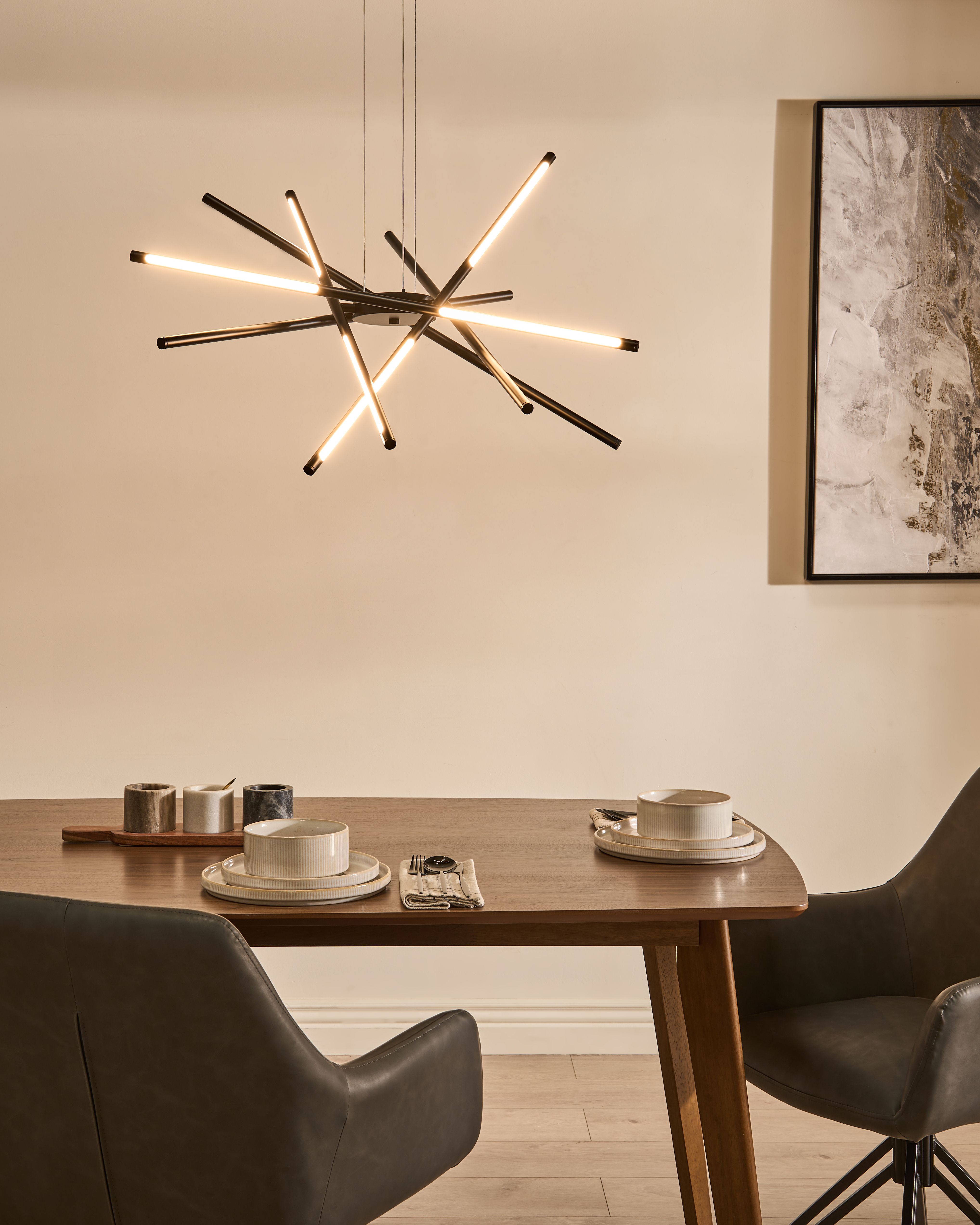 LED Pendant Lamp PALUN with Dimmer Metal Black