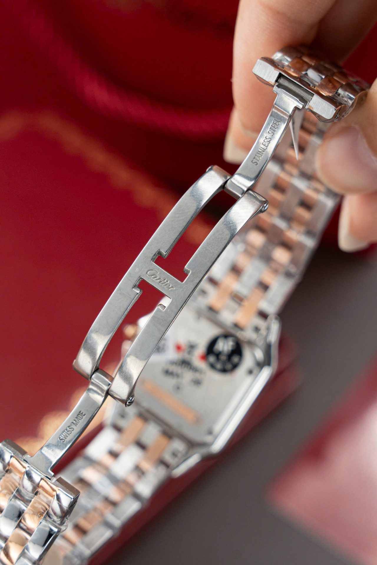 Cartier Panthere WSPN007 Demi Rose Gold Replica Watch Diamonds Moissanite Hong Kong 27x37mm - Top club