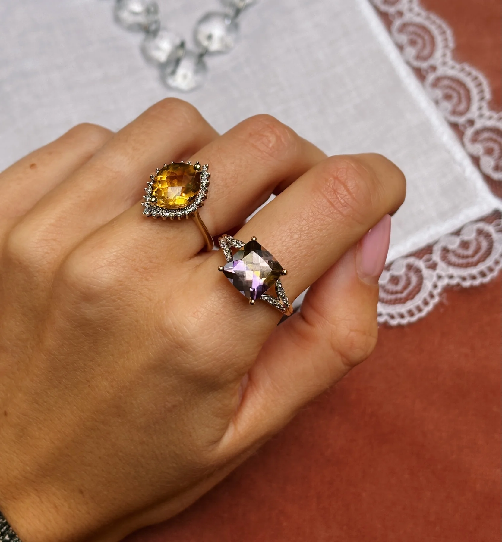 Vintage Ametrine and Diamond Quiet Eve Ring 10K