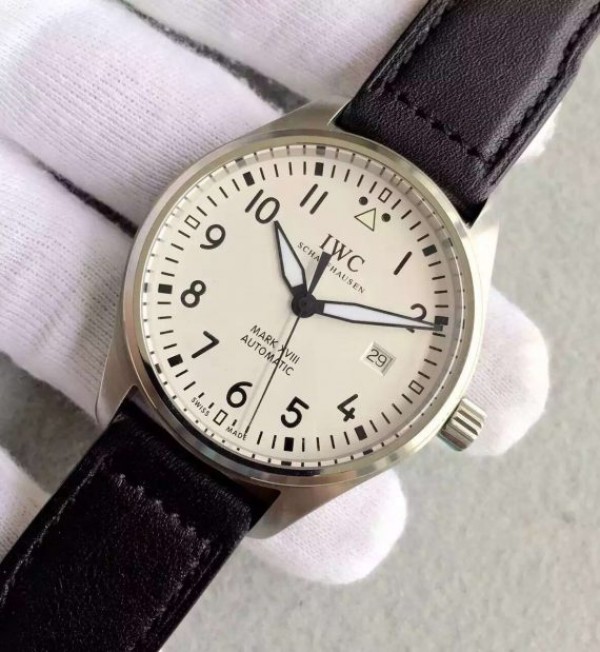 Replica IWC MKF Mark XVIII IW327002 White Dial Leather Strap A2892 - Elite Watch Atelier